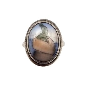 B&G Glass Sterling Silver Ring Size 5.75 4.2 G