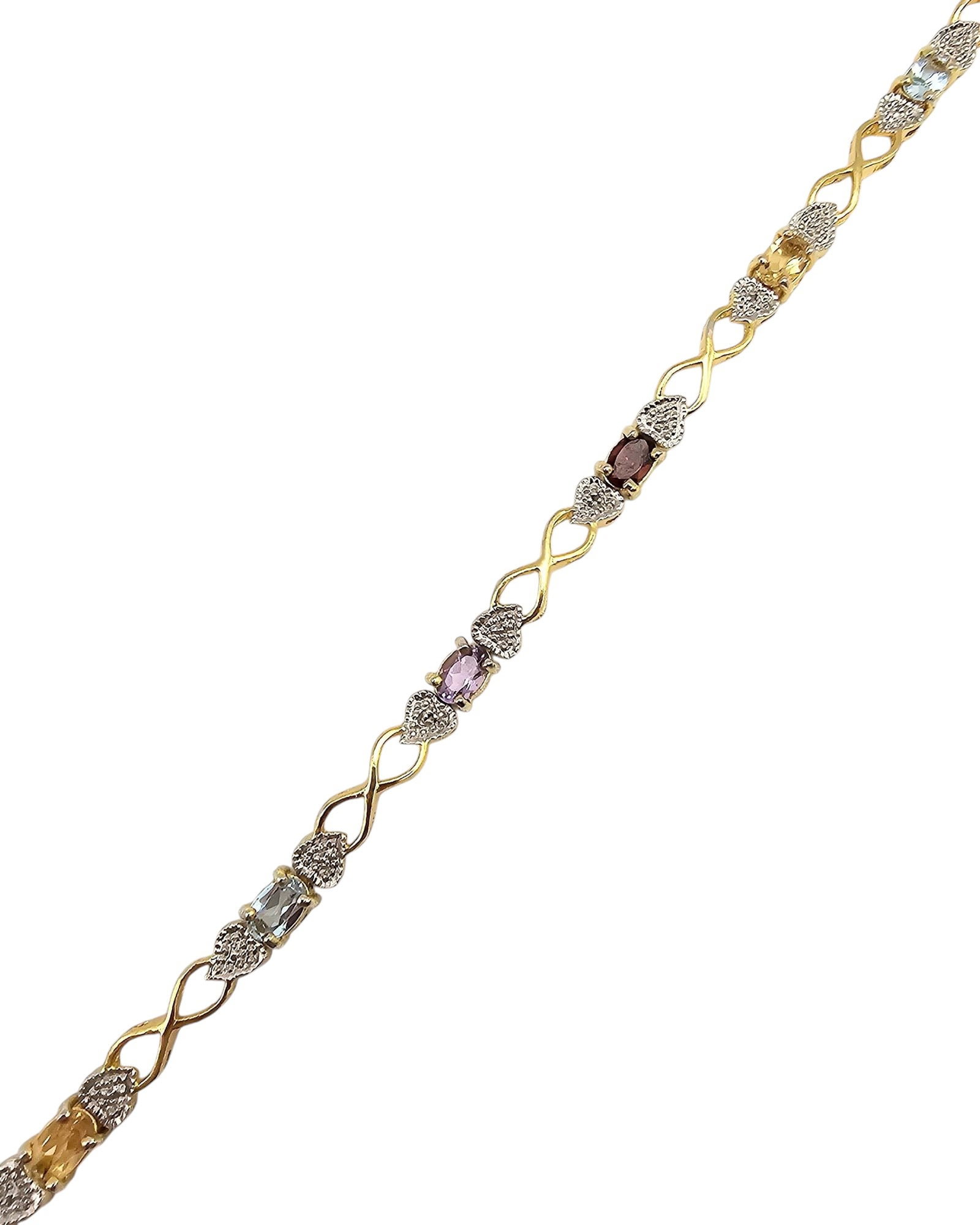 HAN Gemstone Gold Over Sterling Silver Tennis Bracelet 10.9 G: HAN Gemstone Gold Over Sterling Silver Tennis Bracelet 10.9 G