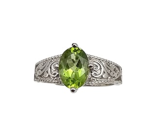 BBJ Peridot Sterling Silver Cocktail Ring Size 4.75 2.2 G