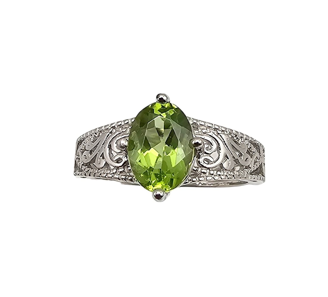 BBJ Peridot Sterling Silver Cocktail Ring Size 4.75 2.2 G (1 of 3)
