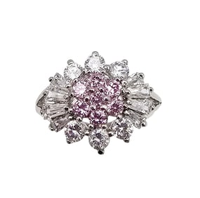 Rhinestone Sterling Silver Cocktail Ring Size 8.5 4.1 G