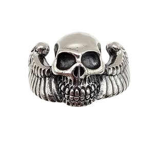 Sterling Silver Skull Wings Ring Size 9 8.3 G