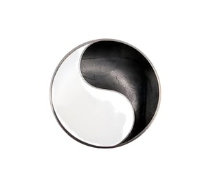 E LA Enamel Sterling Silver Yin Yang Brooch 9.6 G