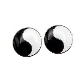 E LA Enamel Sterling Silver Yin Yang Earrings 7.1 G