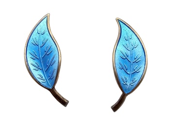 Norway David Andersen Guilloche Enamel Sterling Silver Blue Earrings 4.6 G