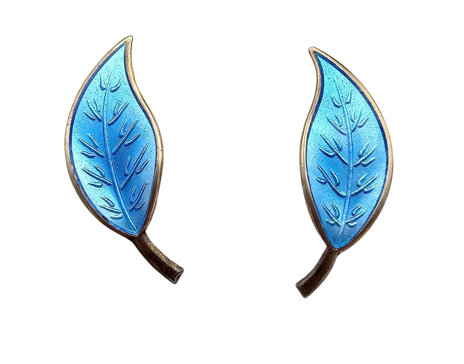 Norway David Andersen Guilloche Enamel Sterling Silver Blue Earrings 4.6 G (1 of 3)