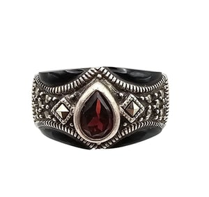 Signed Marcasite Rhinestone Sterling Silver Ring Size 9.25 7.9 G