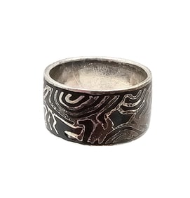 Enamel Sterling Silver Ring Size 7 6.8 G
