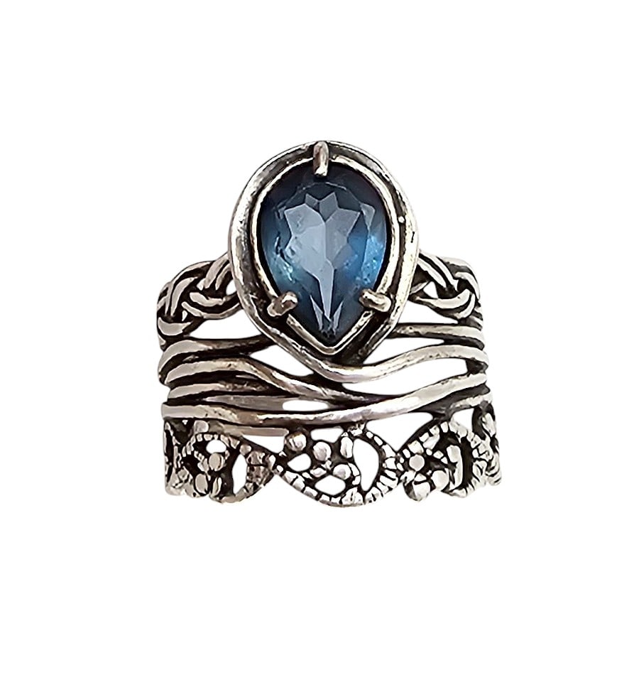 PZ Israel Topaz Sterling Silver Cocktail Ring Size 7.5 5.9 G (1 of 3)