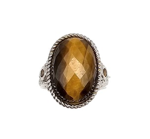 EA Cushion Cut Tigers Eye Sterling Silver Ring Size 6.75 6.7 G