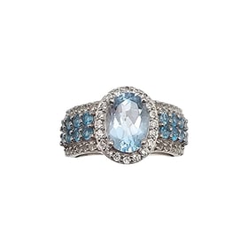 KW Topaz Sterling Silver Cocktail Ring Size 4.75 5 G