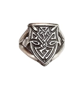 Signed CR Sterling Silver Shield Ring Size 8.75 5.6 G