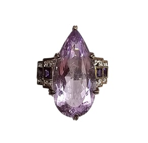 NH Amethyst Gold Over Sterling Silver Cocktail Ring Size 7.75 15.4 G