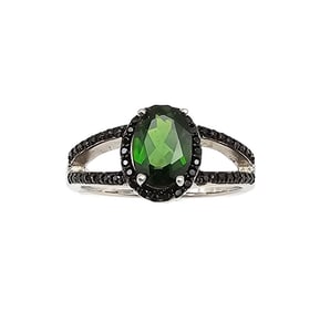 JZ Emerald Sterling Silver Cocktail Ring Size 7.5 3.3 G