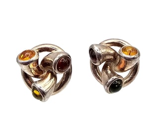 Colorful Glass Sterling Silver Earrings 3.7 G