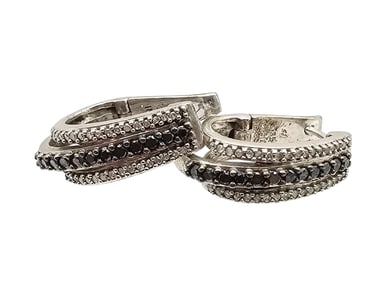 PS Diamond Sterling Silver Hoop Earrings 5.4 G