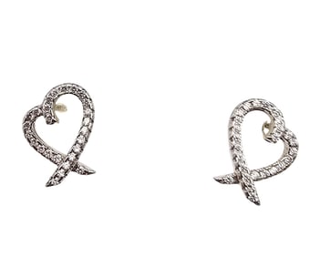 Rhinestone Sterling Silver Heart Earrings 1.7 G