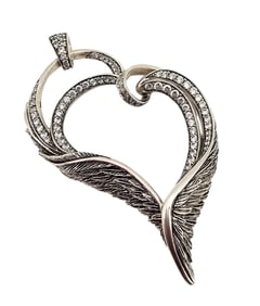 Scott Kay Cubic Zirconia Sterling Silver Angel Heart Pendant 11.7 G