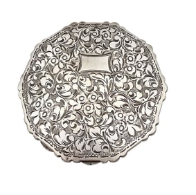 Vintage Sterling Silver Leaf Ivy Design Compact With Mirror 97.5 G