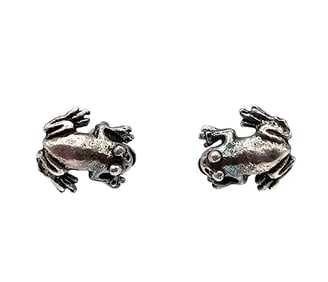 Sterling Silver Frog Earrings 0.8 G