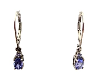 Rhinestone Sterling Silver Drop Dangle Earrings 1.5 G
