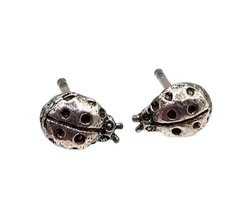 Sterling Silver Ladybug Earrings 0.7 G