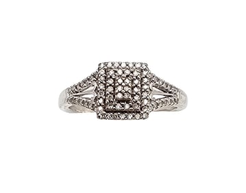 Diamond Sterling Silver Cocktail Ring Size 7.5 3.6 G