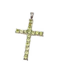 Peridot Amethyst Sterling Silver Cross Pendant 4 G