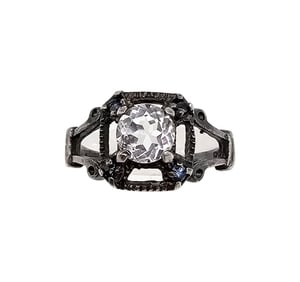 Rhinestone Sterling Silver Cocktail Ring Size 6.75 2.9 G