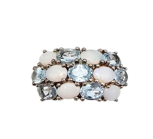 Signed Topaz Opal Sterling Silver Cocktail Ring Size 8.75 7.2 G