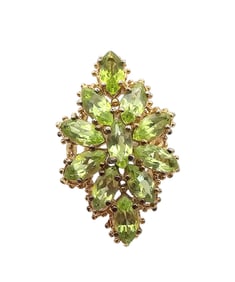 CISS Peridot Gold Over Sterling Silver Cocktail Ring Size 4.75 9.7 G