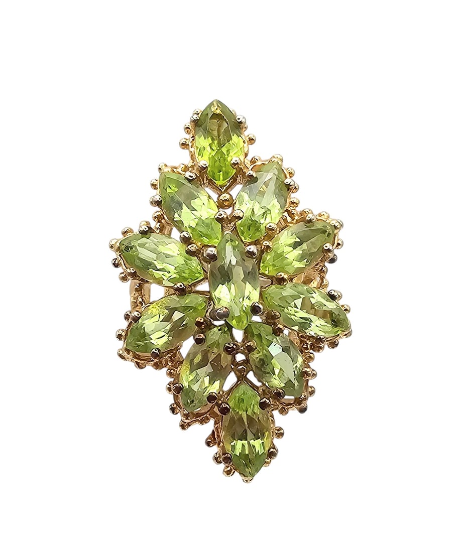 CISS Peridot Gold Over Sterling Silver Cocktail Ring Size 4.75 9.7 G: CISS Peridot Gold Over Sterling Silver Cocktail Ring Size 4.75 9.7 G