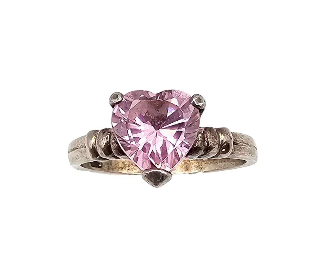 Rhinestone Sterling Silver Cocktail Ring Size 6.5 3 G (1 of 3)