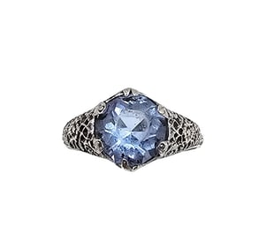 Rhinestone Sterling Silver Filigree Cocktail Ring Size 7 1.9 G