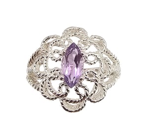 NV Amethyst Sterling Silver Cocktail Ring Size 7.75 3.5 G