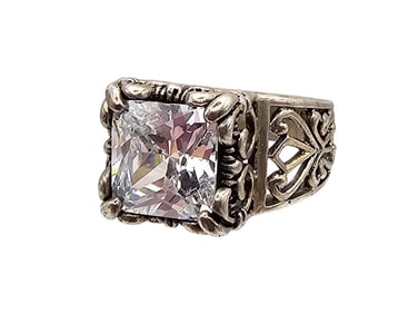 Silpada Rhinestone Sterling Silver Cocktail Ring Size 6.5 7.2 G