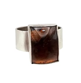 Amber Sterling Silver Ring Size 8 6.9 G
