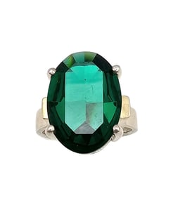 CW Rhinestone Sterling Silver Cocktail Ring Size 7.25 9 G