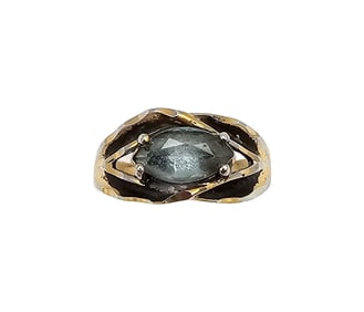 Signed Topaz Gold Over Sterling Silver Cocktail Ring Size 6.5 3.8 G