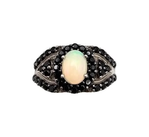 SAM Opal Rhinestone Sterling Silver Cocktail Ring Size 8.5 4.7 G