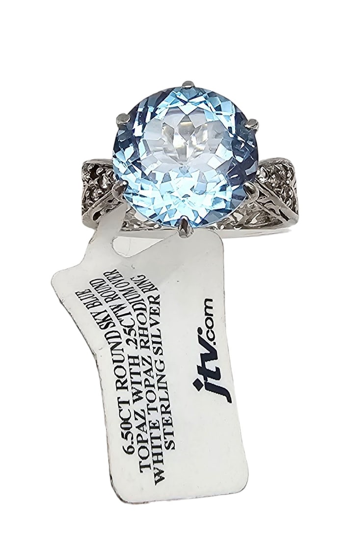 NWT Topaz Sterling Silver Cocktail Ring Size 6.5 5.1 G (1 of 3)