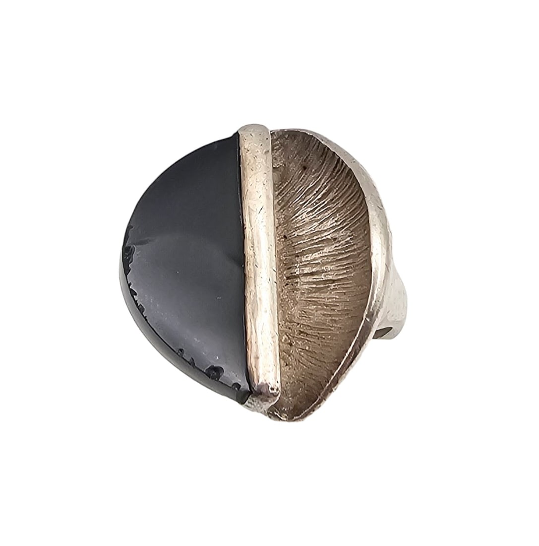 Israel Onyx Modernist Sterling Silver Ring Size 7.25 11 G (1 of 3)