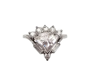 Rhinestone Sterling Silver Cocktail Ring Size 5.5 3.1 G
