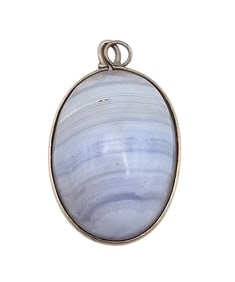 Blue Lace Agate Sterling Silver Pendant 8.4 G