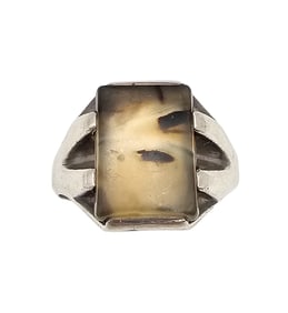 Glass Sterling Silver Ring Size 13.25 10.9 G