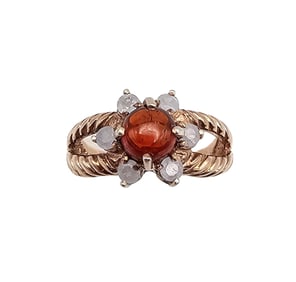 Rhinestone Gold Over Sterling Silver Cocktail Ring Size 7 4.2 G