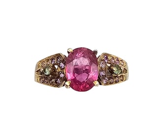 Ruby Gold Over Sterling Silver Cocktail Ring Size 7.25 2.3 G