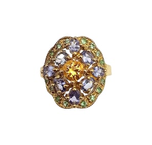 Gemstone Gold Over Sterling Silver Cocktail Ring Size 7 4.3 G