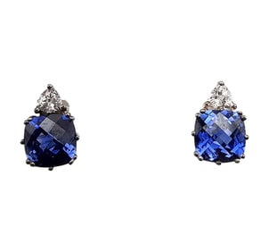 Lab Sapphire Sterling Silver Earrings 3 G