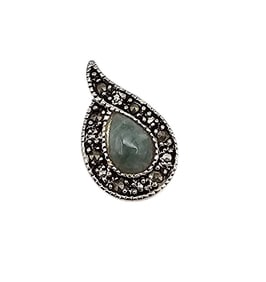 NV Agate Marcasite Sterling Silver Pendant 1.9 G